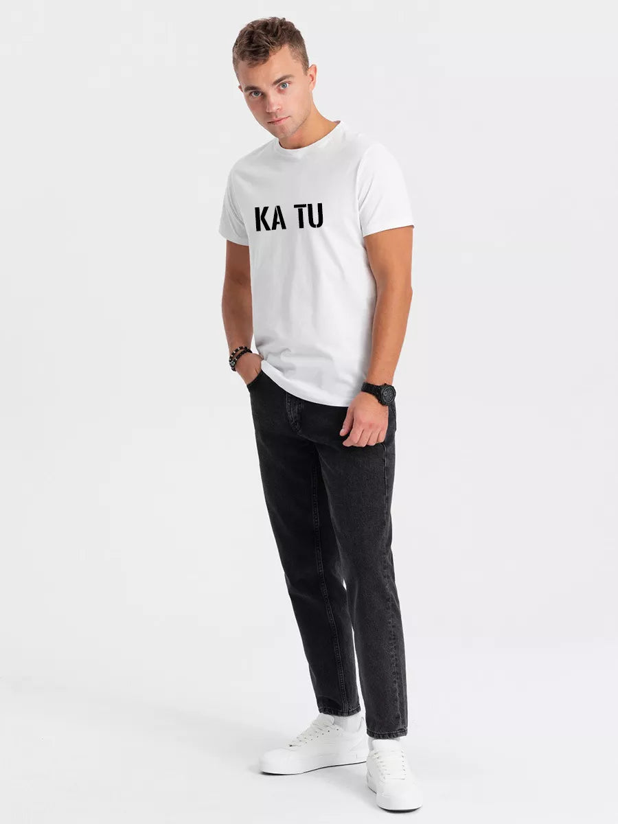 Men's white T-shirt WHAT ARE YOU?