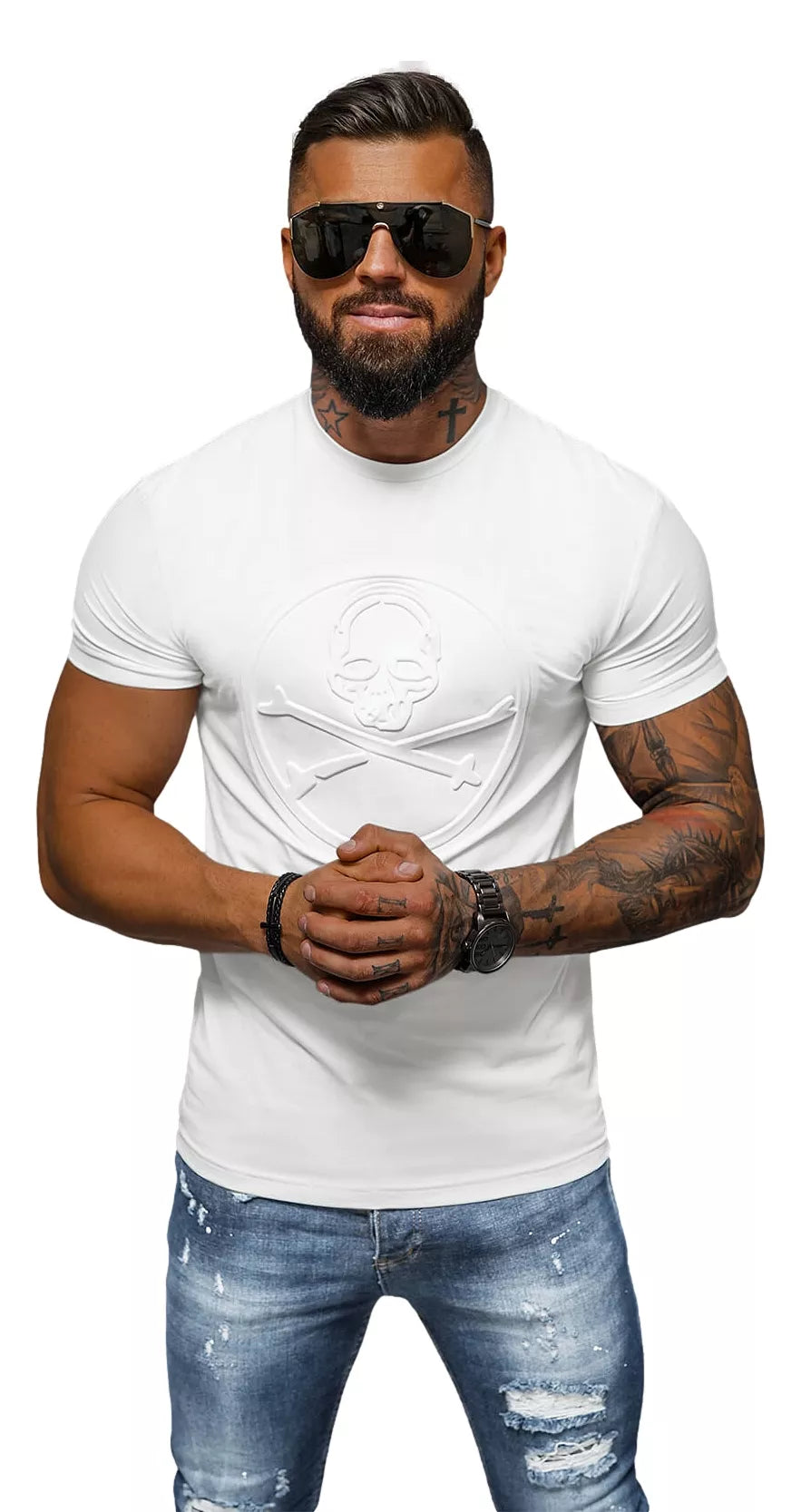 Men's white T-shirt Skull