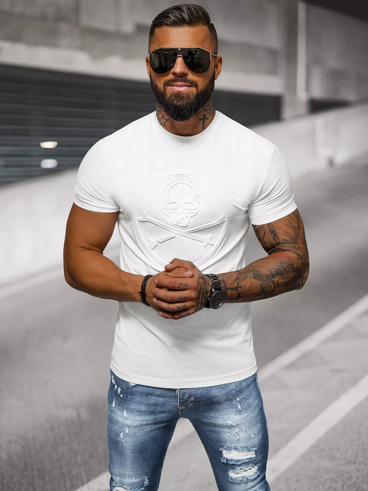 Men's white T-shirt Skull