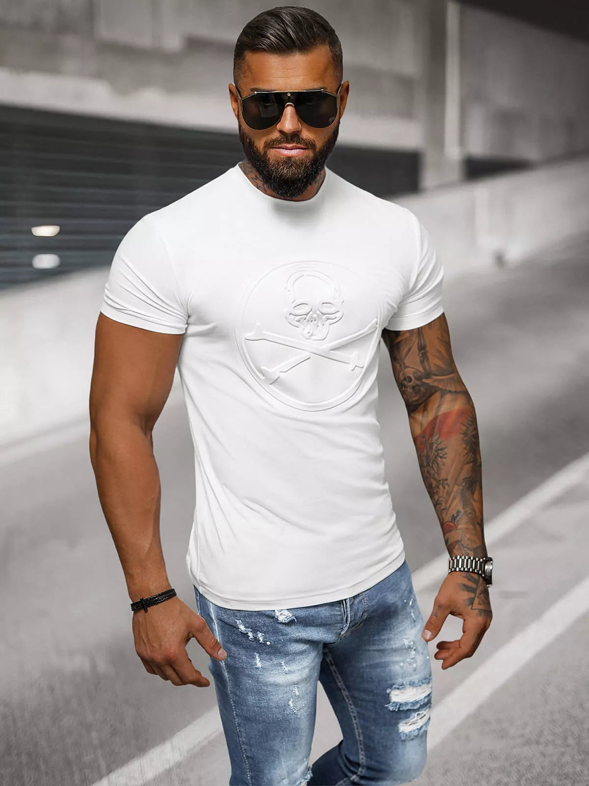 Men's white T-shirt Skull