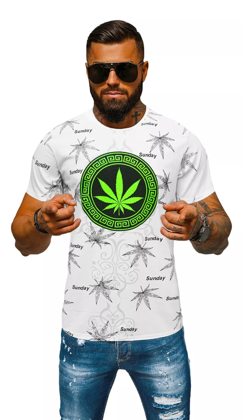 Men's white T-shirt Sunday