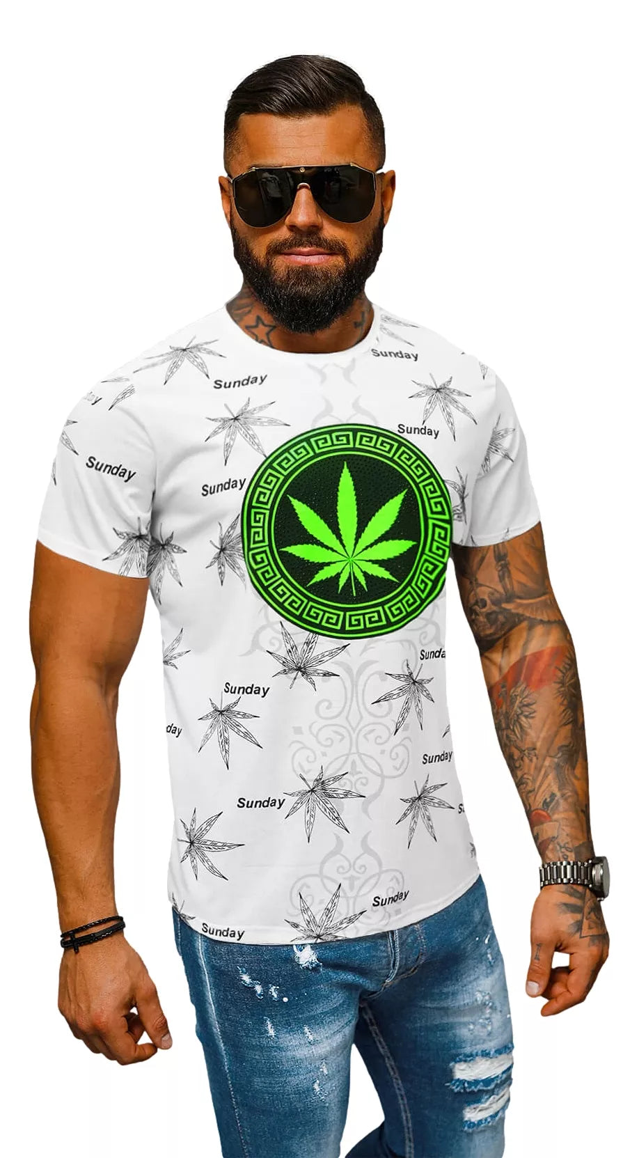 Men's white T-shirt Sunday