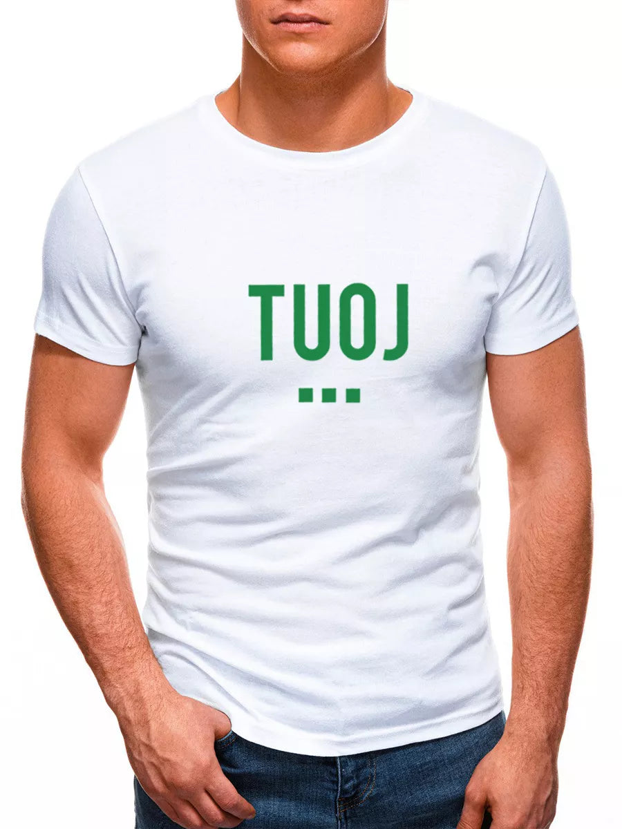 Men's white T-shirt NOW (green)