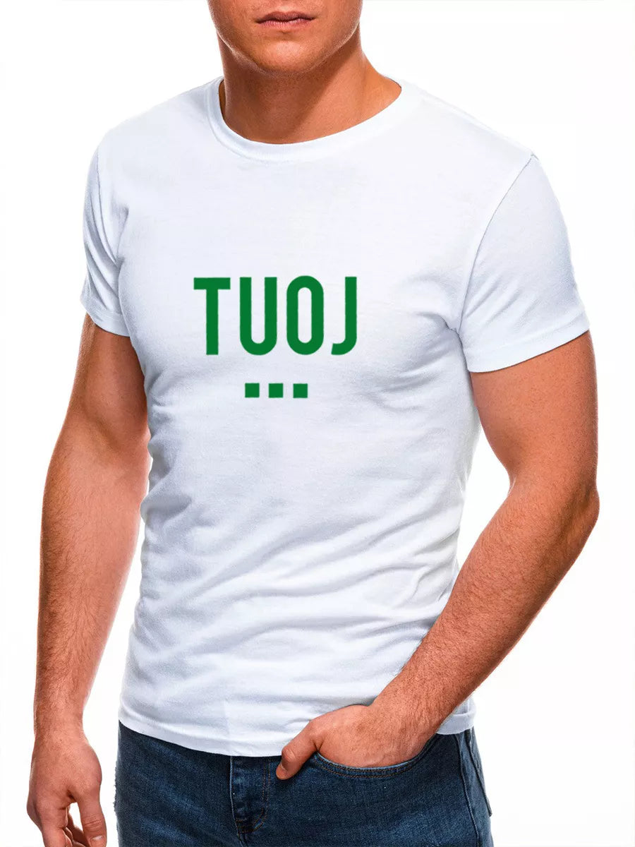 Men's white T-shirt NOW (green)