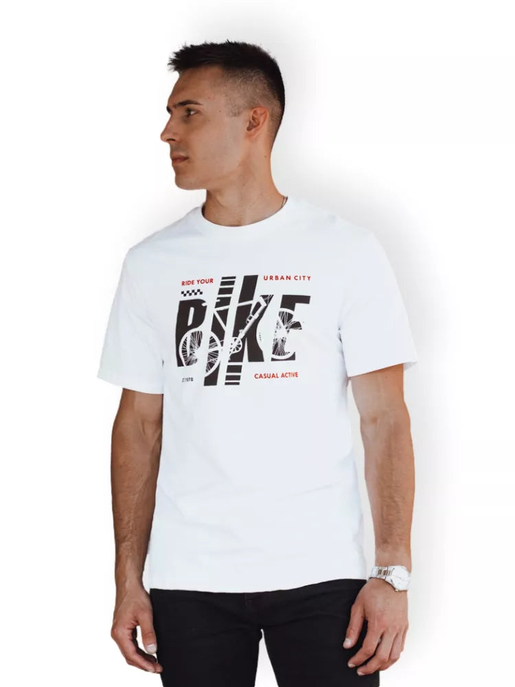 Men's white T-shirt Bike