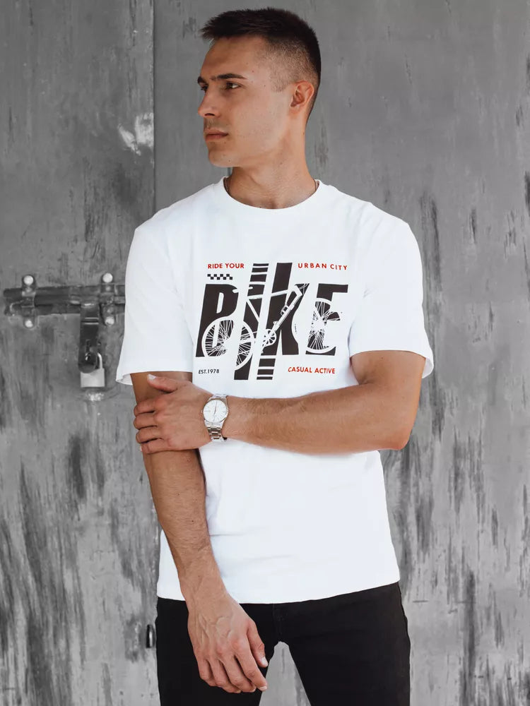 Men's white T-shirt Bike