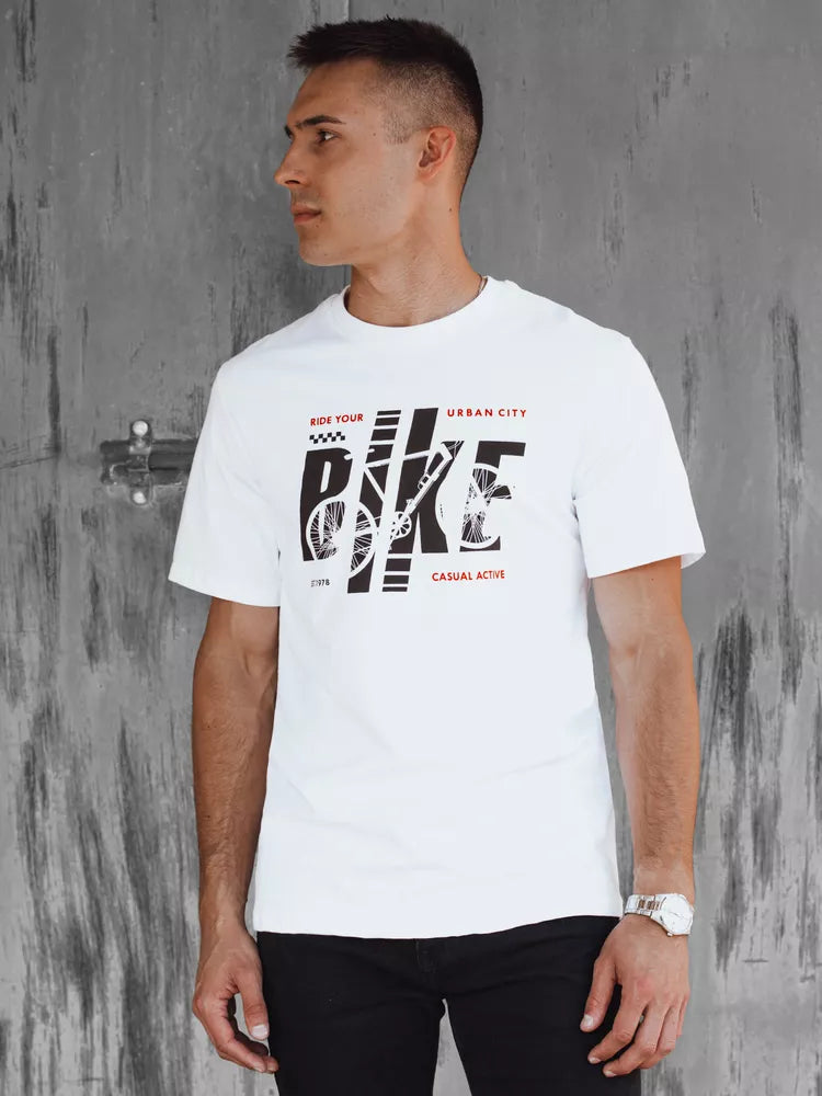Men's white T-shirt Bike