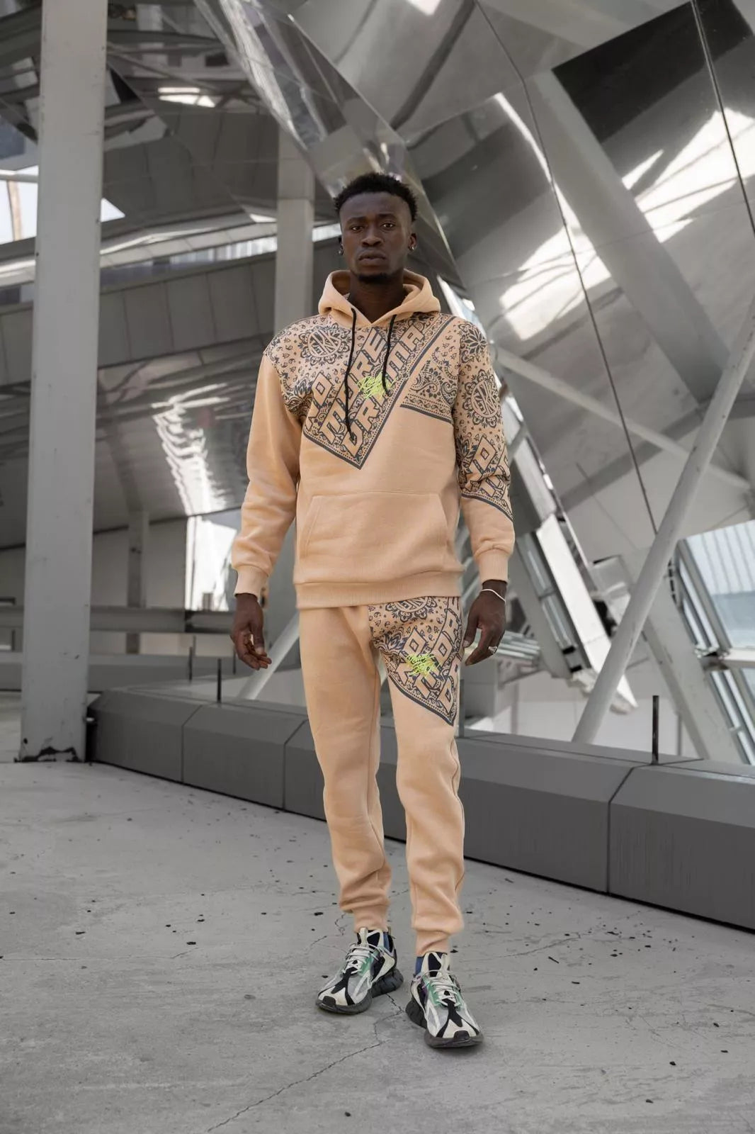 Beige with black details men's sweatpants Soly