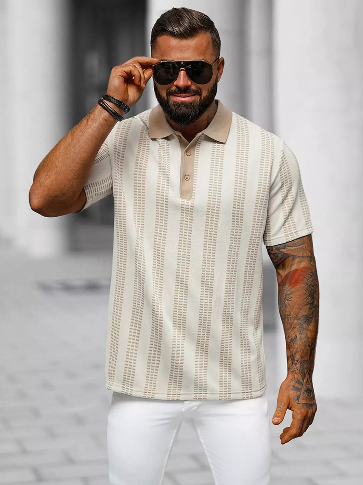 Men's beige polo shirt Fit