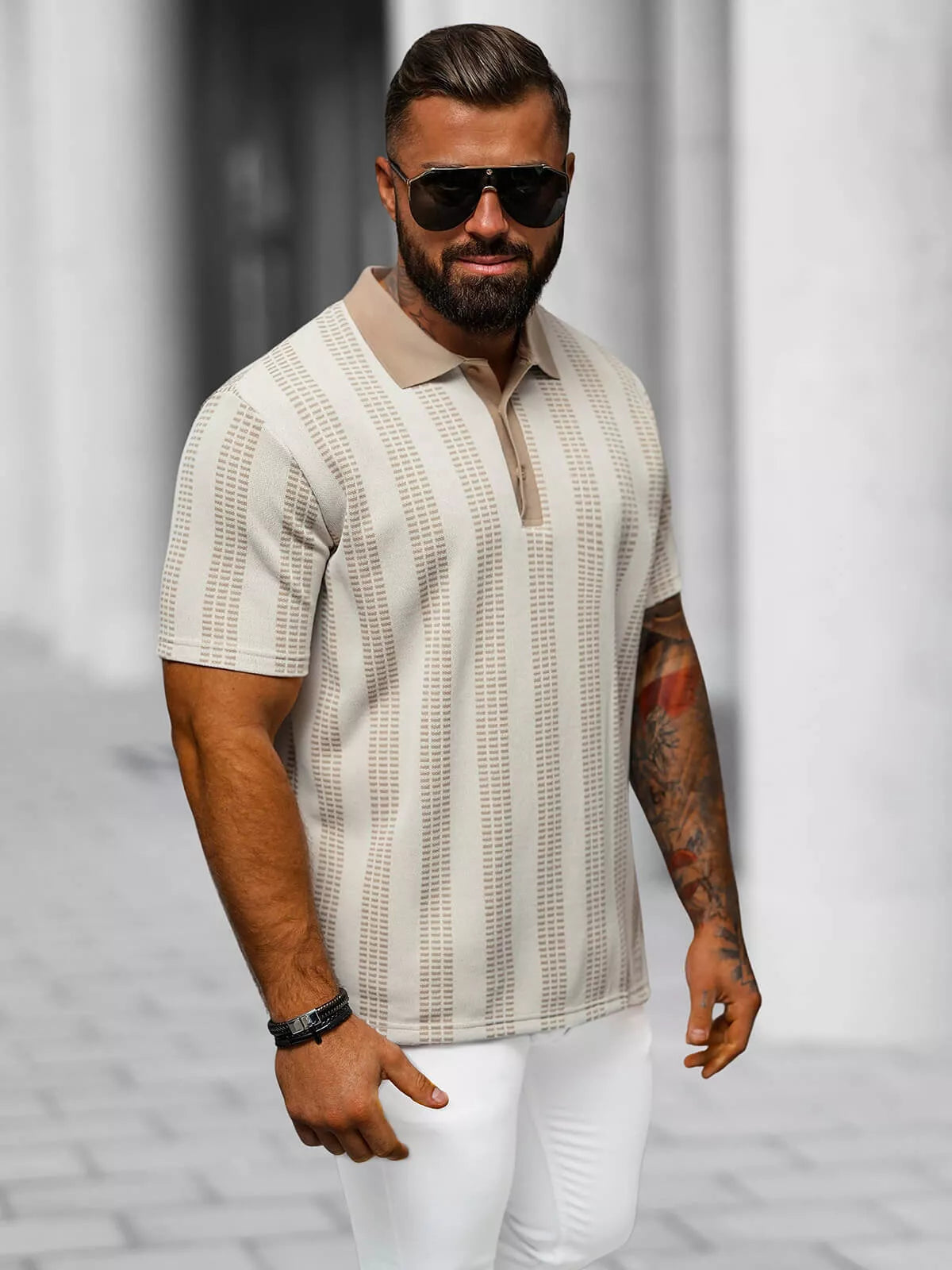 Men's beige polo shirt Fit