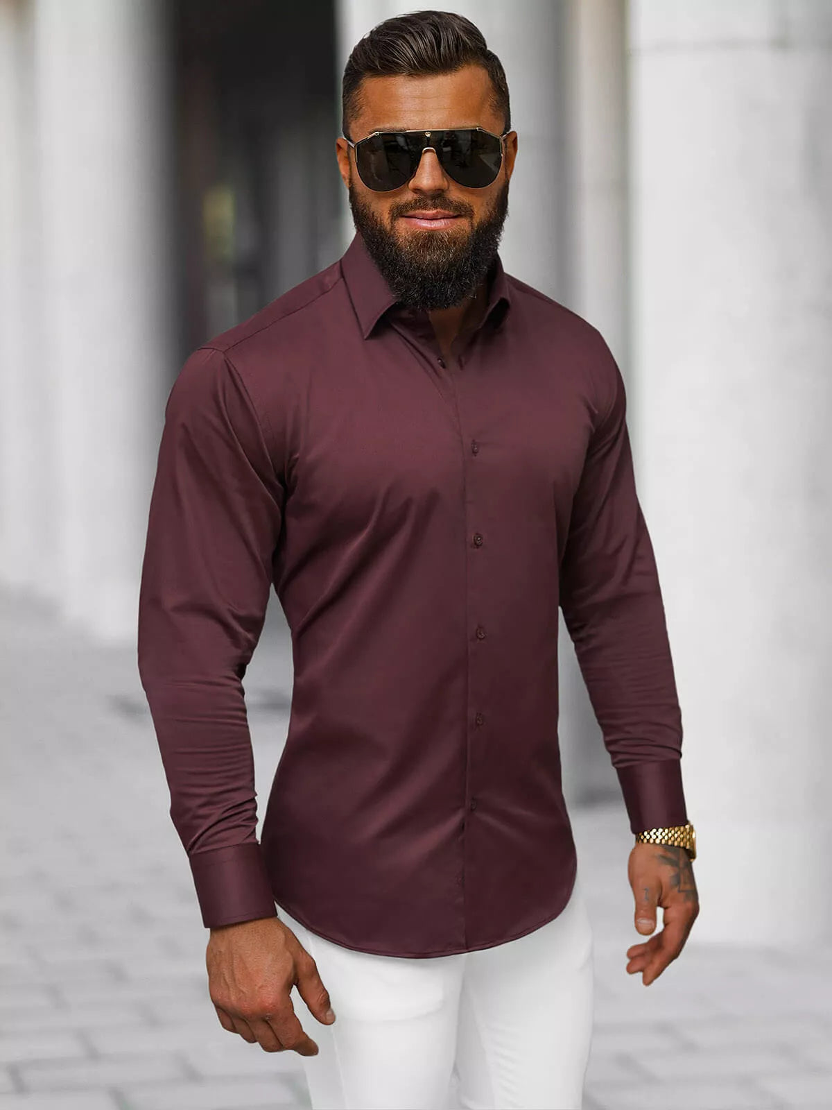 Men's burgundy shirt Classico