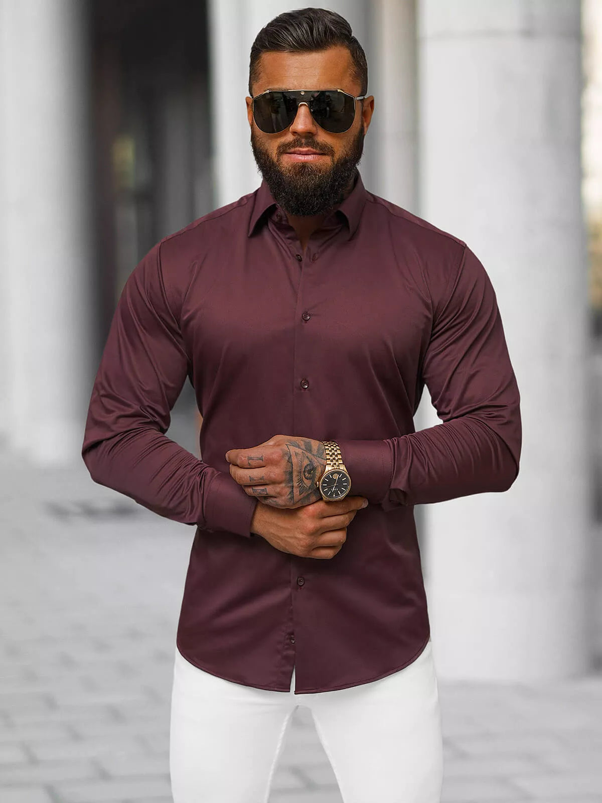 Men's burgundy shirt Classico