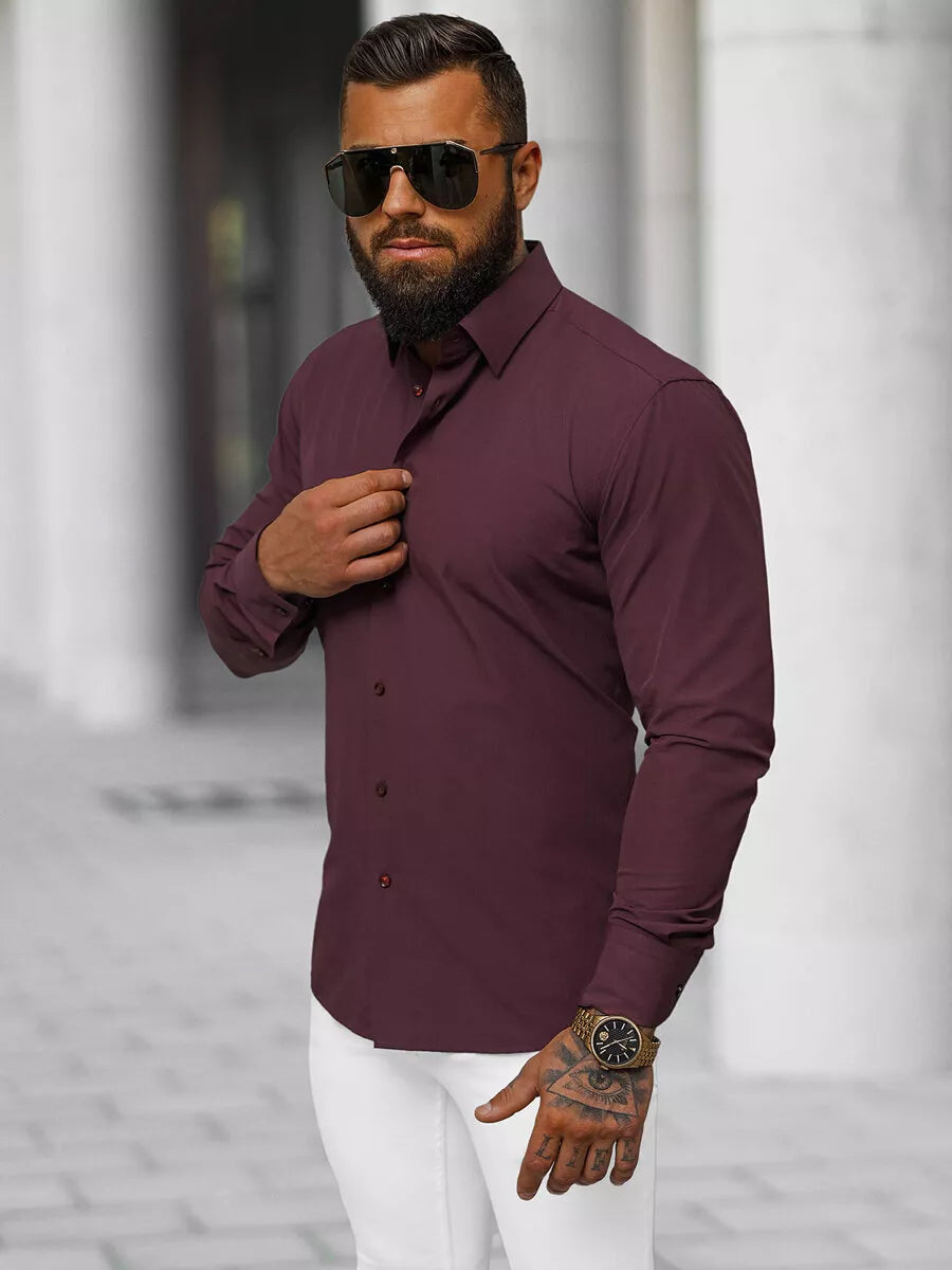 Men's burgundy shirt Garonne