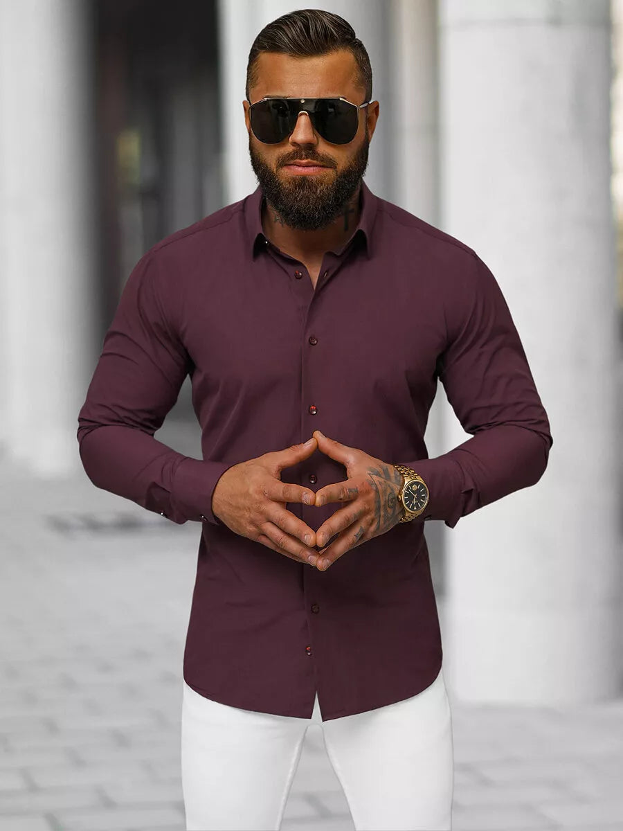 Men's burgundy shirt Garonne