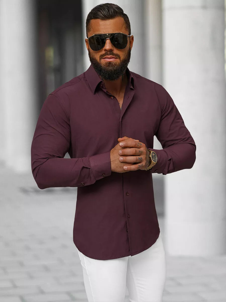 Men's burgundy shirt Garonne
