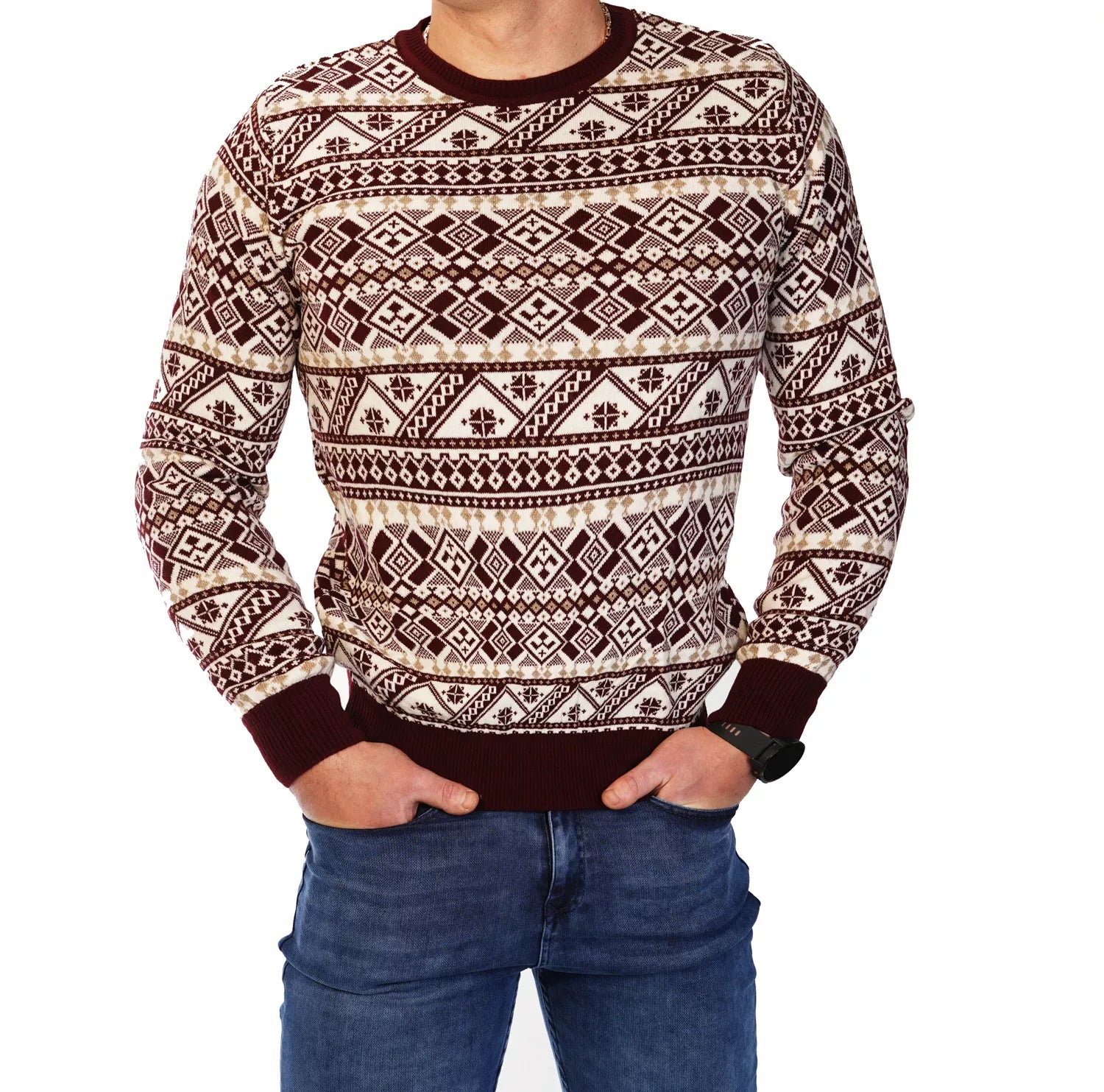 Men's burgundy Christmas sweater Livel 