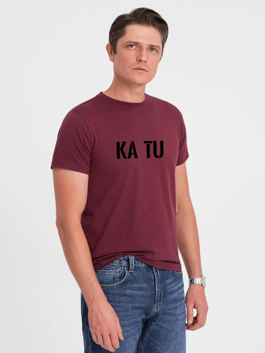 Men's burgundy T-shirt WHAT ARE YOU?