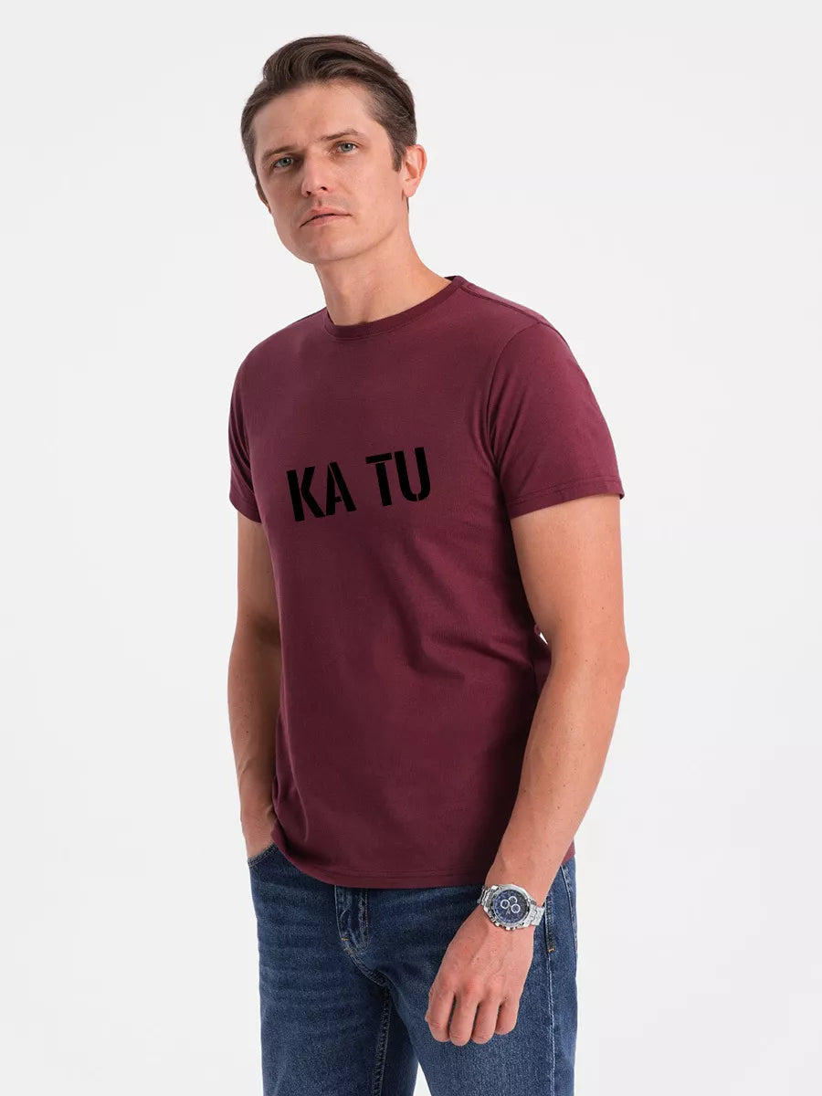 Men's burgundy T-shirt WHAT ARE YOU?