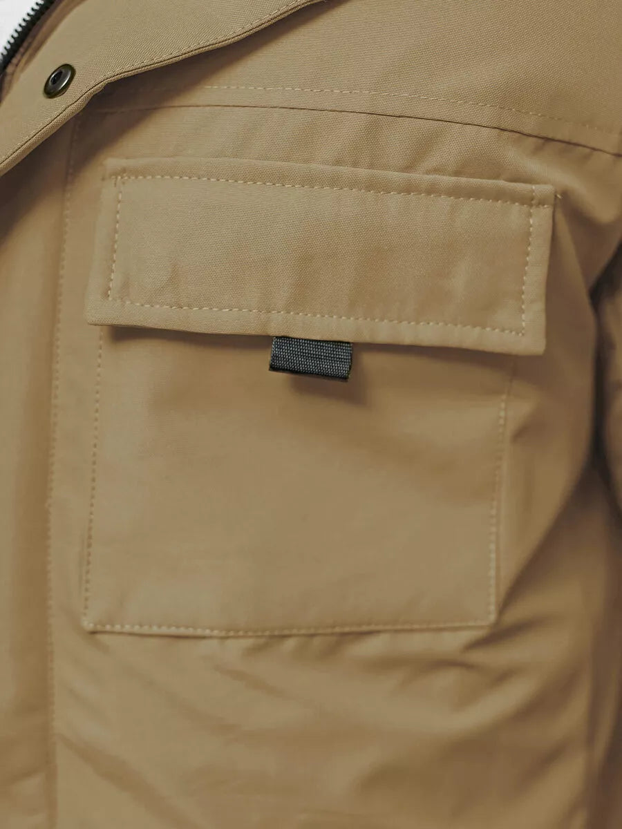 Men's brown jacket with hood Winter