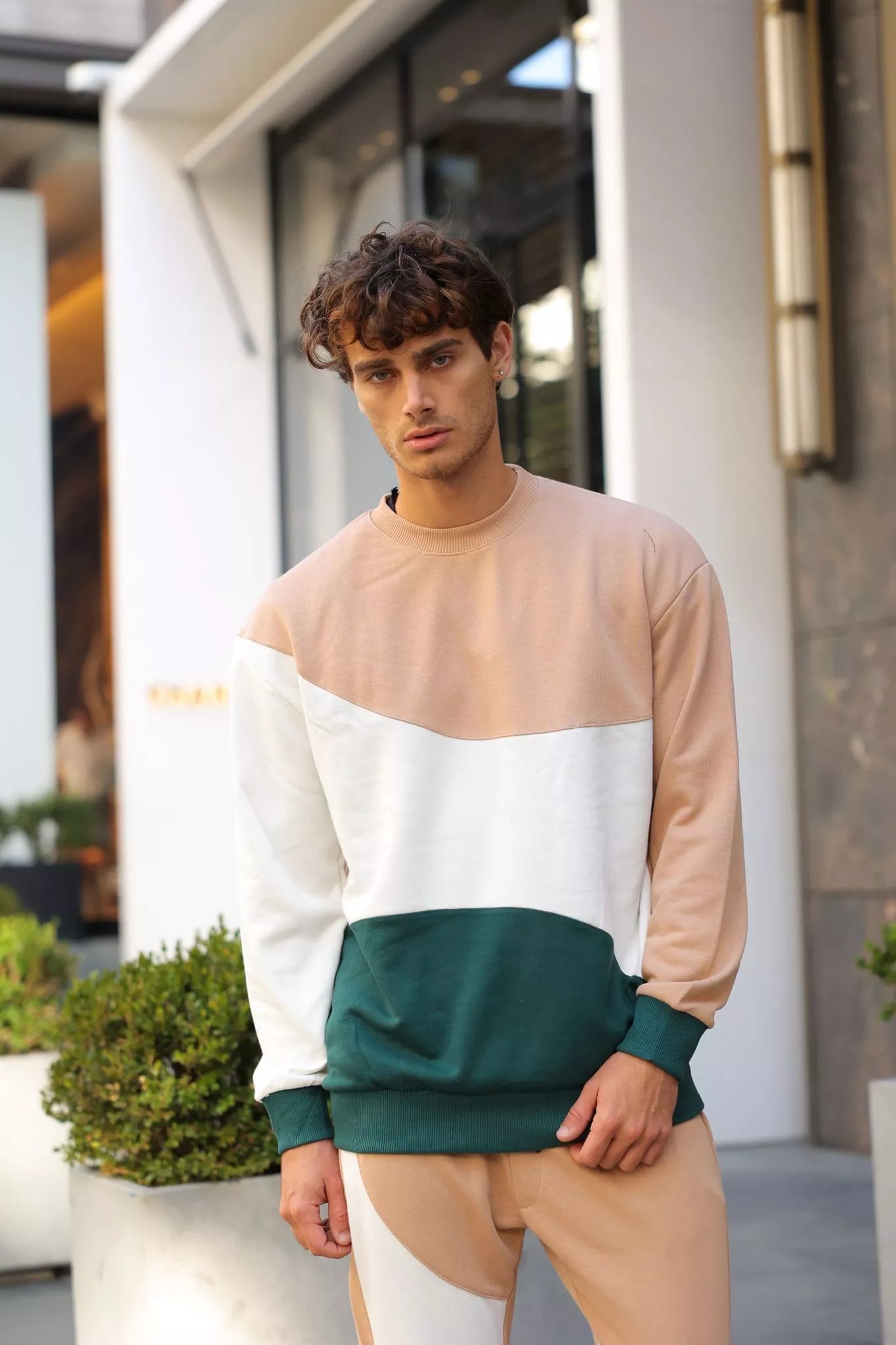 Brown multi-colored men's sweater Hipore