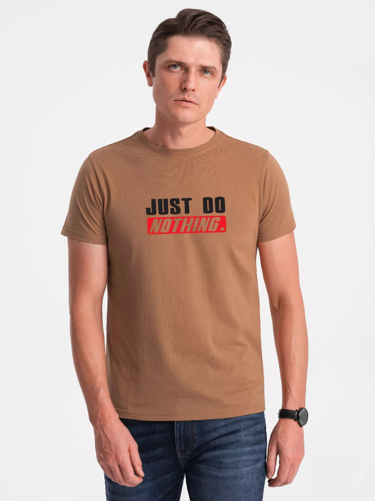 Brown men's T-shirt Just do nothing