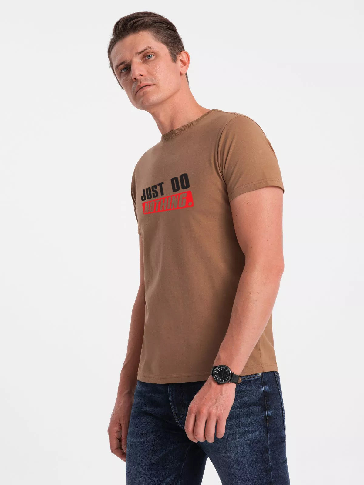 Brown men's T-shirt Just do nothing