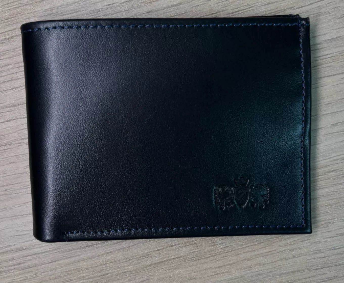 Men's wallet made of genuine leather Damian (black with blue) 