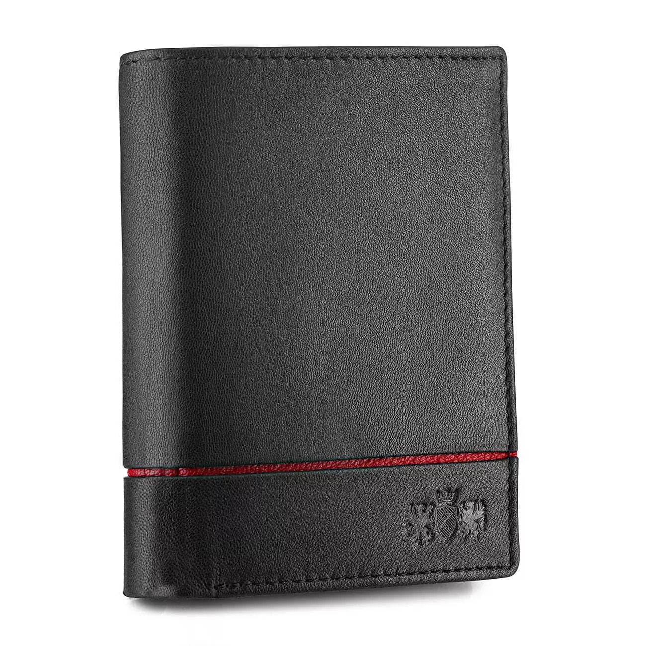 Men's wallet made of genuine leather Duger (with red detail) 