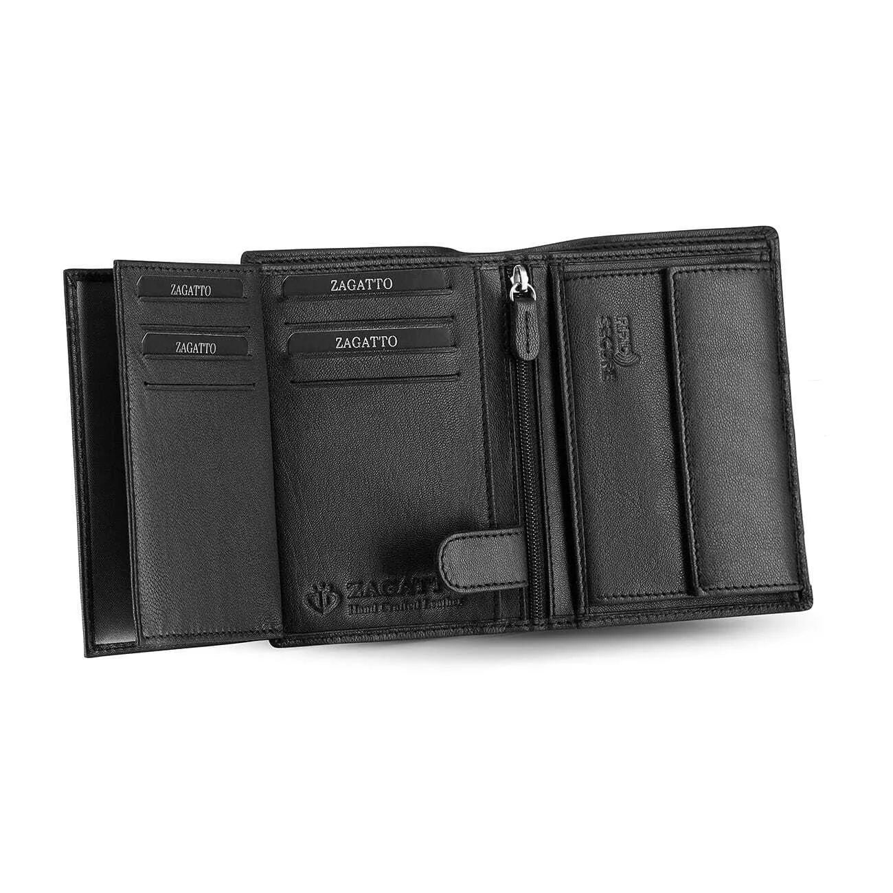 Men's wallet made of genuine leather Duger (with red detail) 