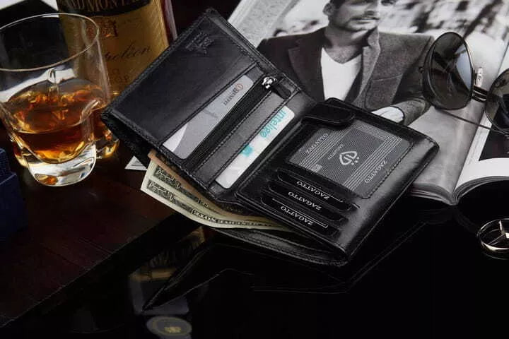 Men's wallet made of genuine leather Kimer (black) 