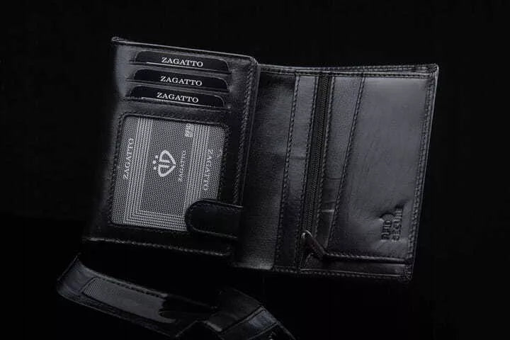 Men's wallet made of genuine leather Kimer (black) 