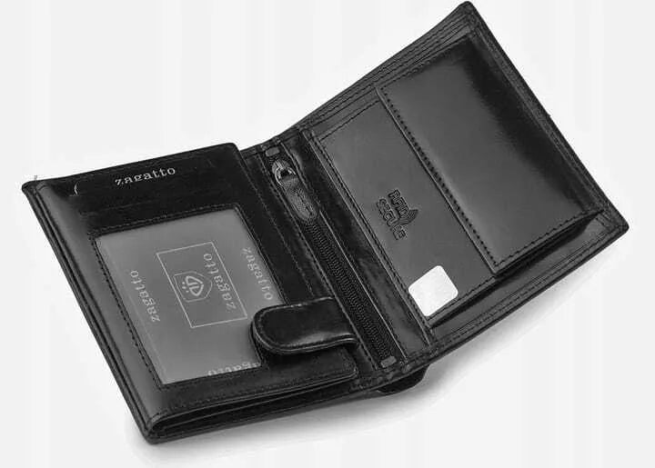 Men's wallet made of genuine leather Kimer (black) 