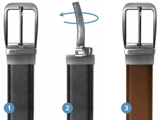 Men's reversible leather belt Brandy (black/brown) 