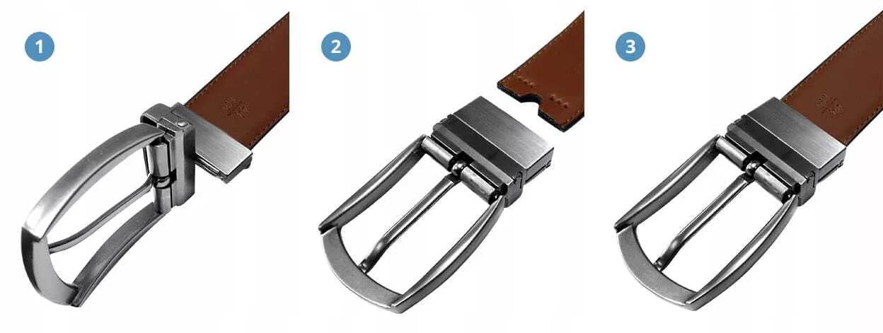 Men's reversible leather belt Brandy (black/brown) 