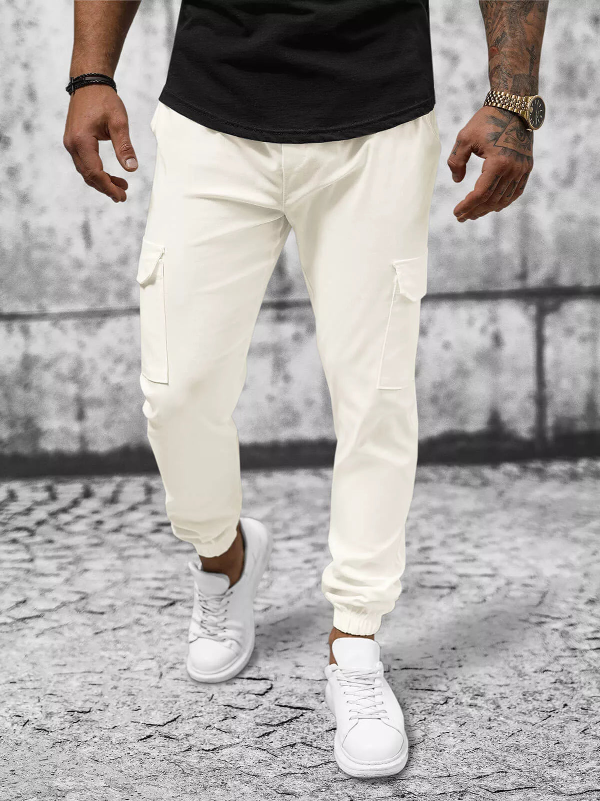 Men's yellow joggers Ecru