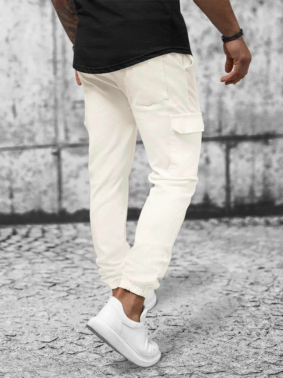 Men's yellow joggers Ecru