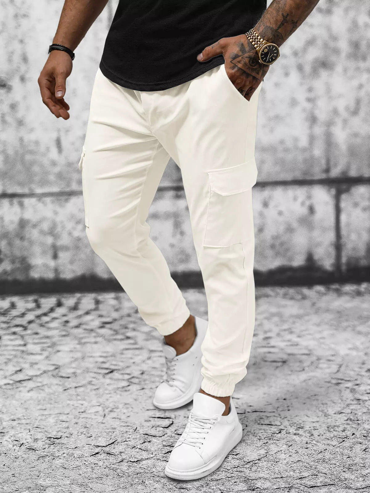 Men's yellow joggers Ecru