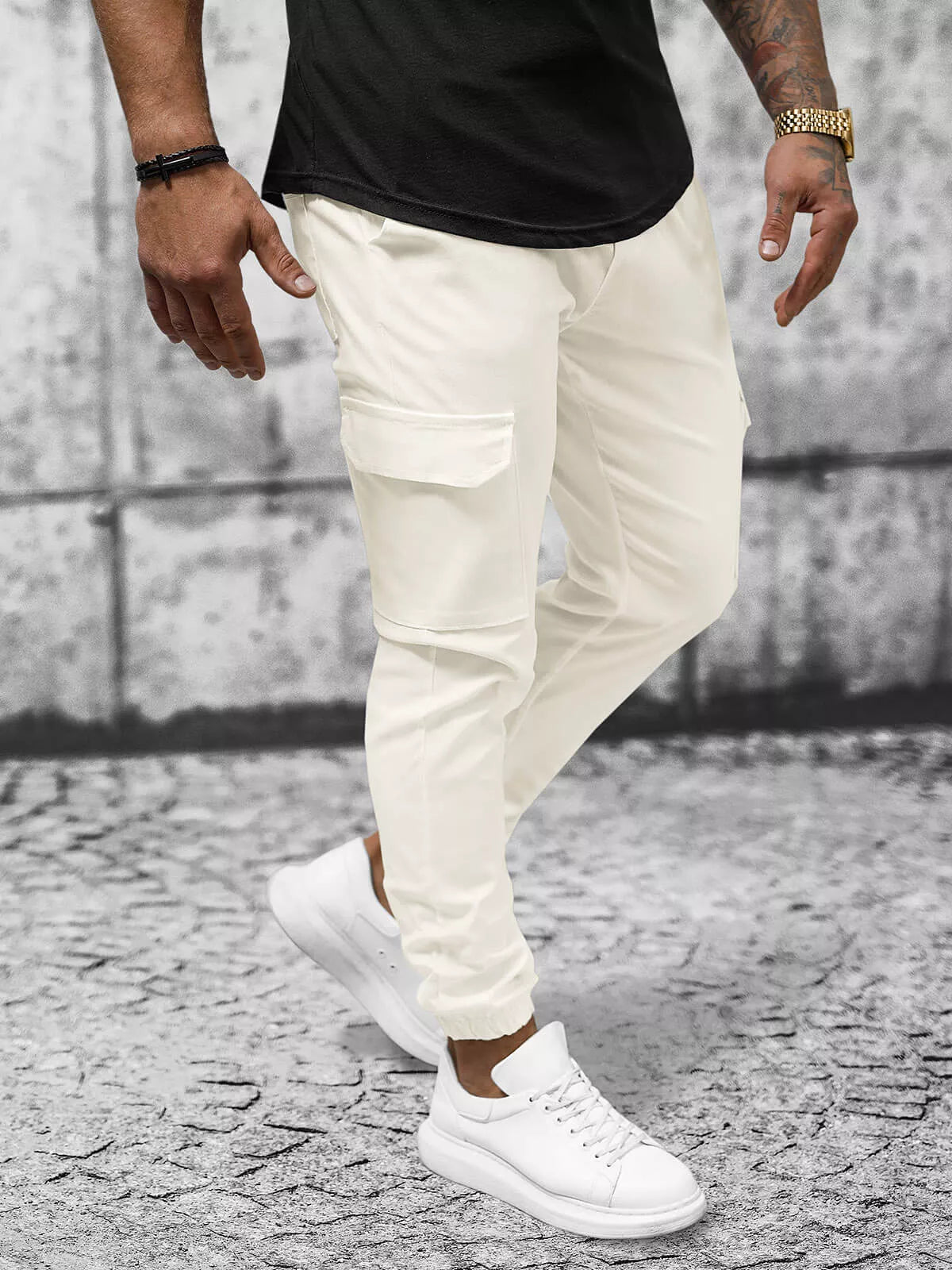 Men's yellow joggers Ecru