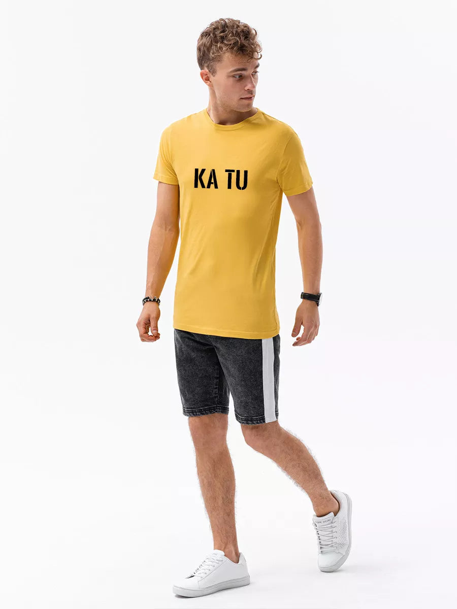 Men's yellow T-shirt WHAT ARE YOU?