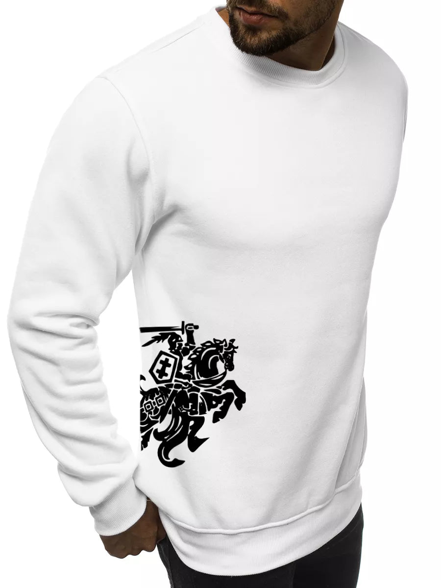 Men's sweater - white with coat of arms on the side Vytis