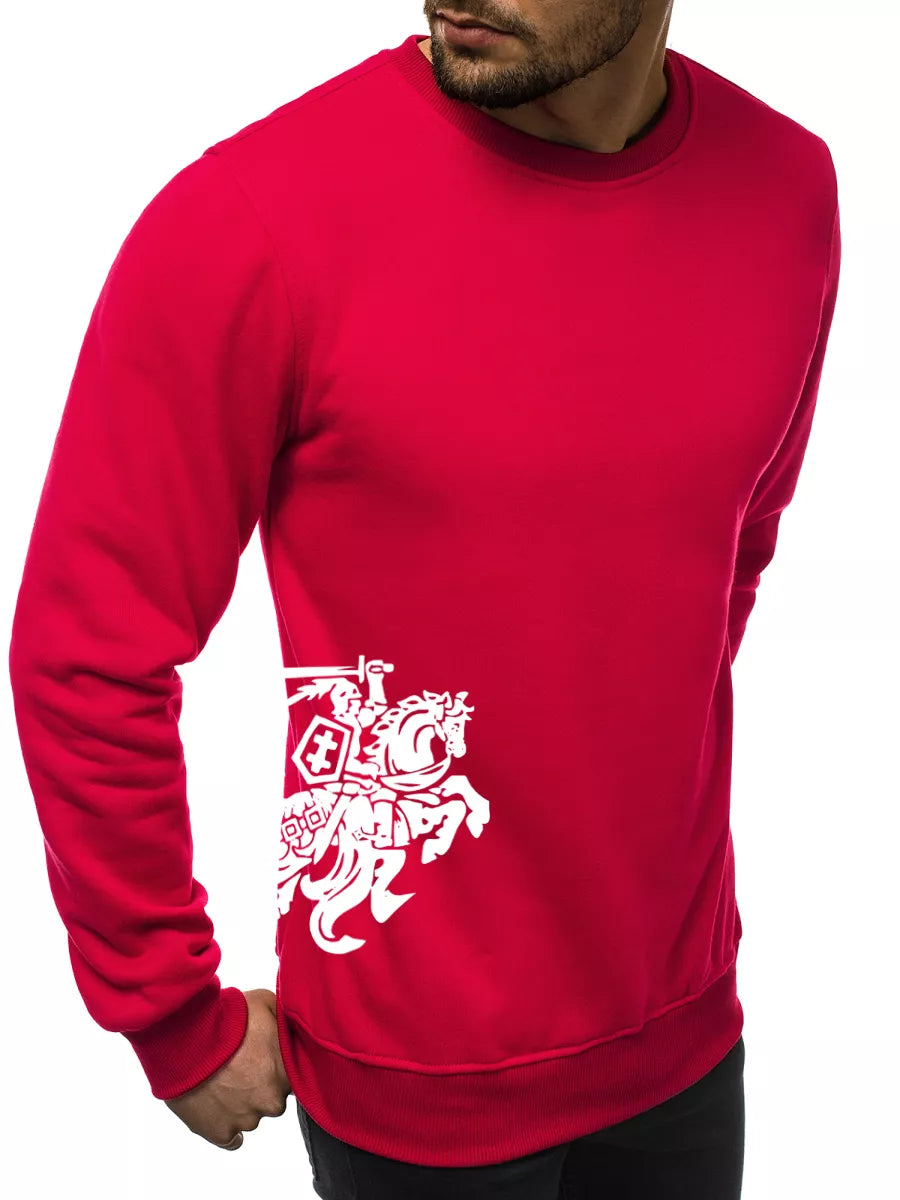 Men's sweater - burgundy with coat of arms on the side Vytis