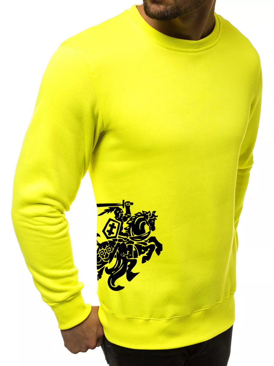 Men's sweater - yellow with coat of arms on the side Vytis