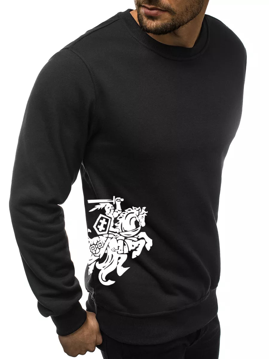 Men's sweater - black with coat of arms on the side Vytis