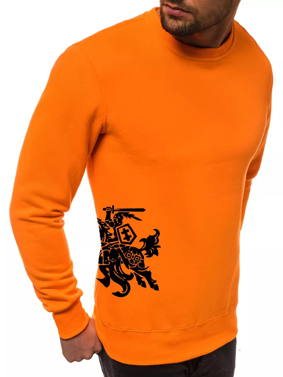 Men's sweater - orange with coat of arms on the side Vytis