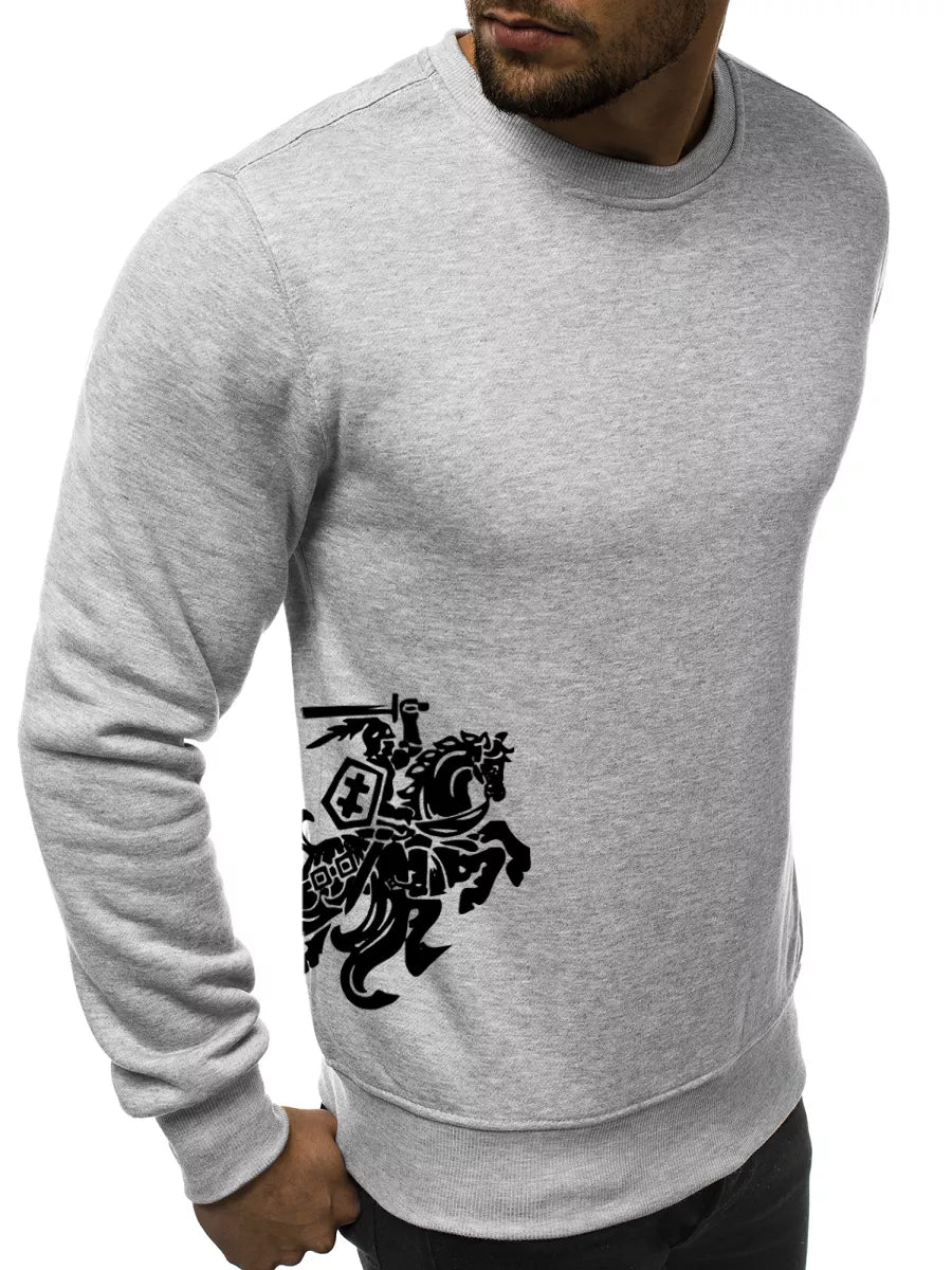 Men's sweater - gray with coat of arms on the side Vytis