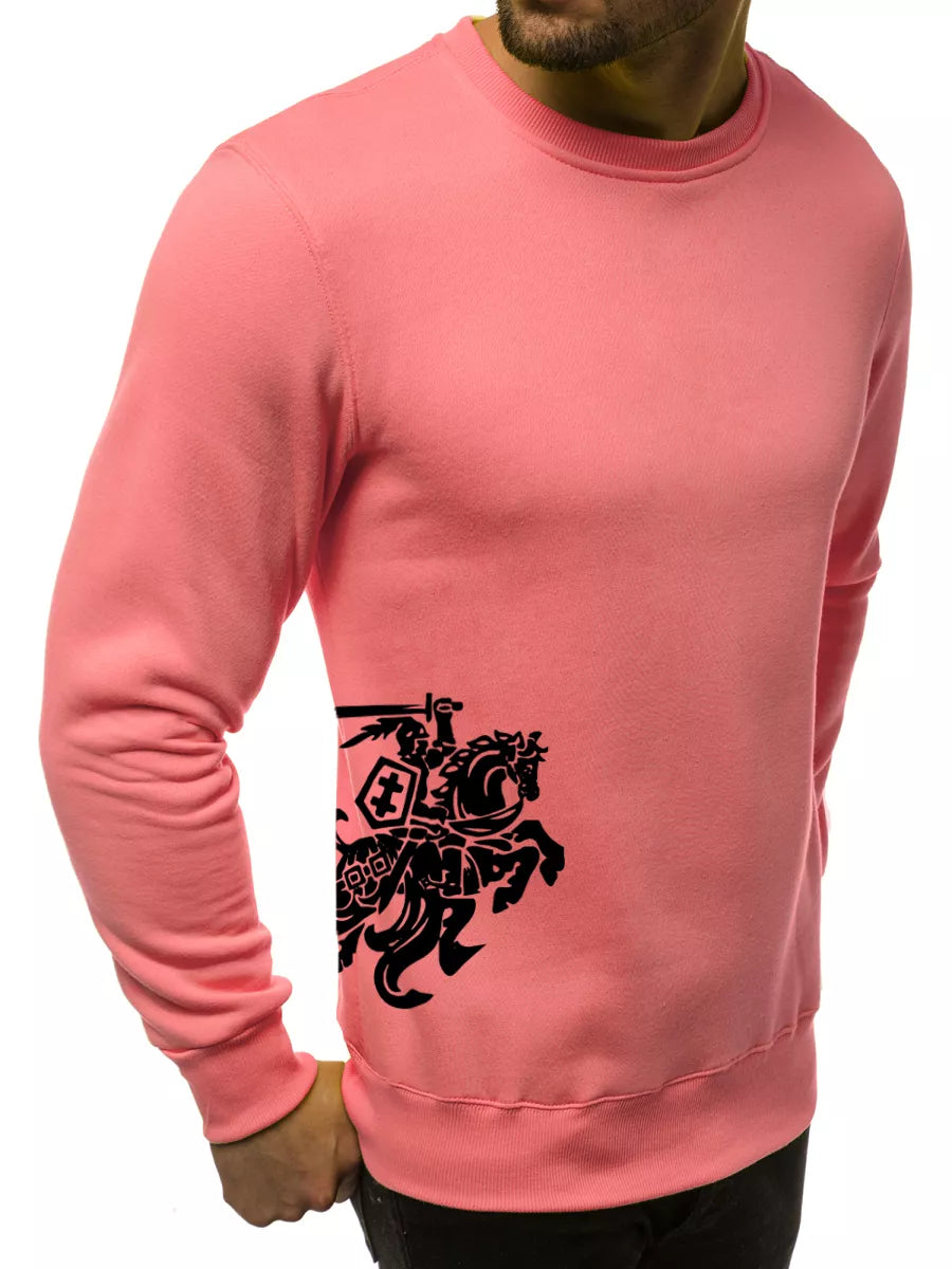 Men's sweater - pink with coat of arms on the side Vytis