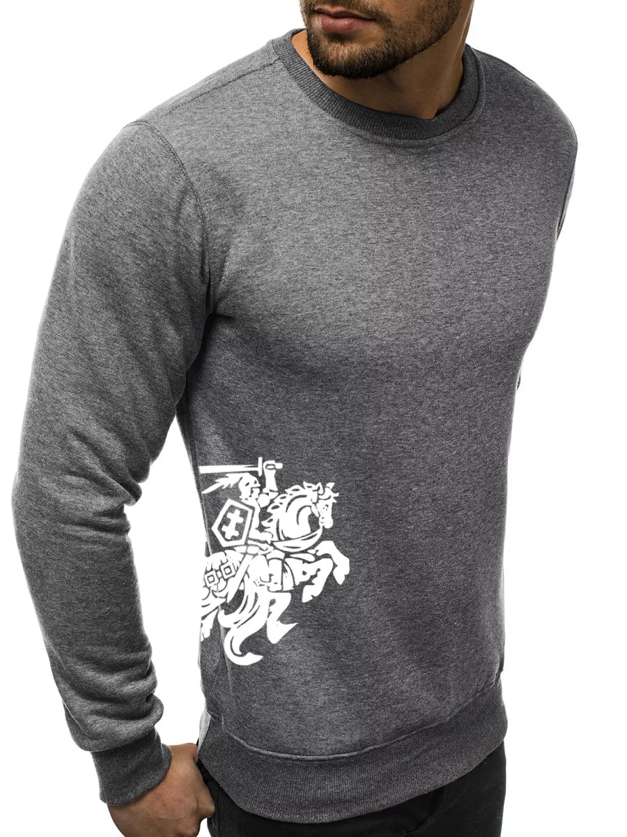 Men's sweater - dark gray with coat of arms on the side Vytis