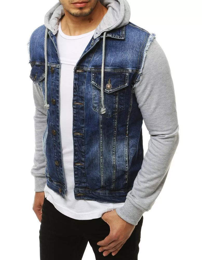 Men's denim jacket with hood Ketan