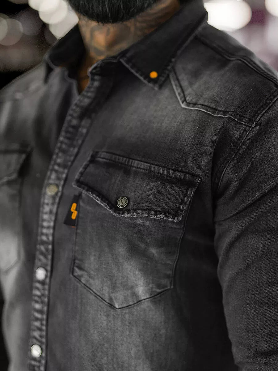 Men's black denim shirt