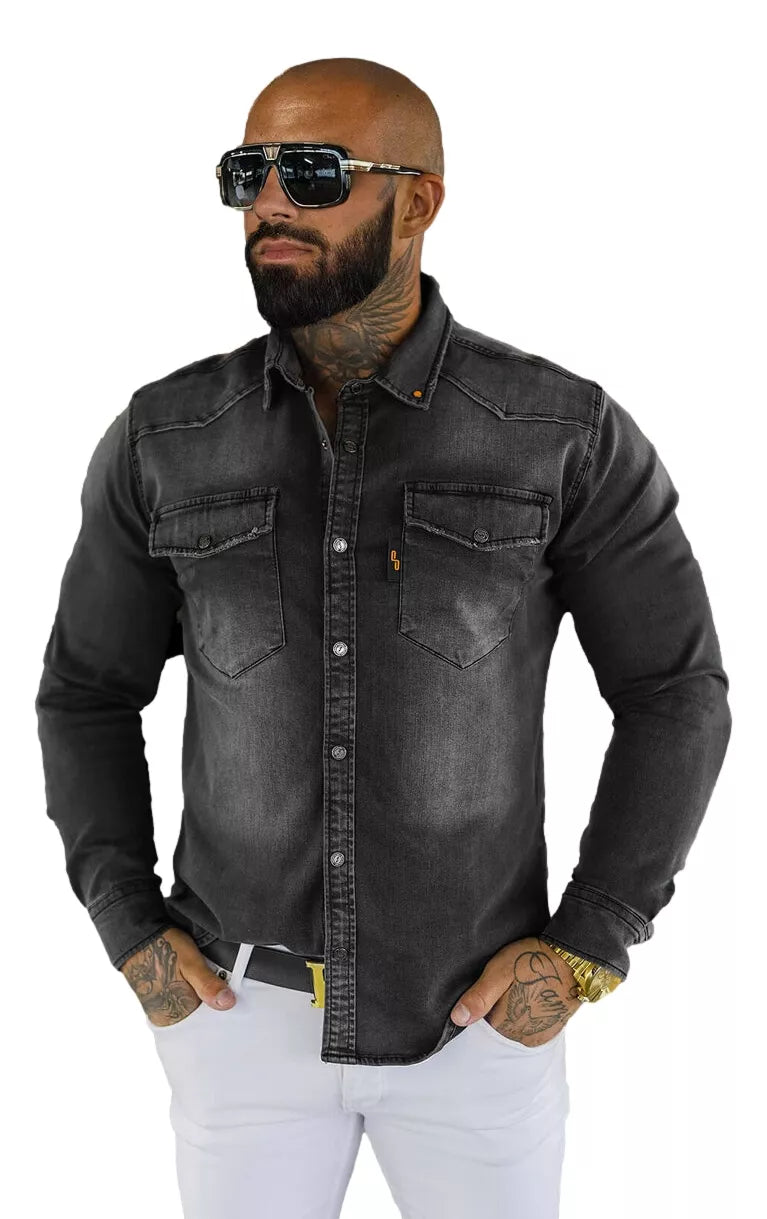 Men's denim gray shirt